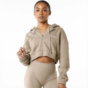 Alphalete Tan Cropped Hoodie
